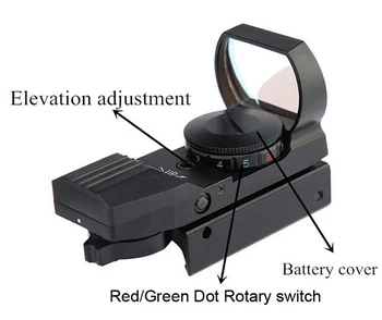 Taktinis Optika, 1x22 Raudonas žalias taškas atidaryti reflex akyse 4 rūšių fotošablonų tinkleliams riflescope už Airsoft pistoletas Weaver 11mm/22mm airsoft.pistoletas