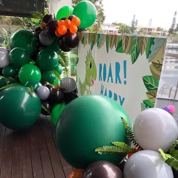 Tamsiai Žalia Balionai Atogrąžų Laukinių Miškų Gimtadienio Apdailos Didelį Ratą helio balionai