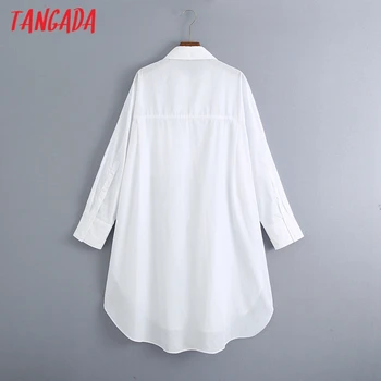Tangada moterų negabaritinių balti ilgi marškiniai ilgomis rankovėmis kieta moteris prarasti atsitiktinis palaidinė viršūnes 6Z80