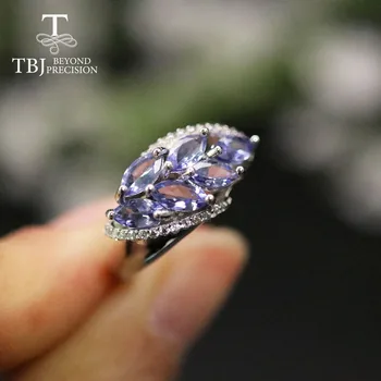 TBJ,Gamtos tanzanite moterų žiedas mq 3*6mm 1.7 ct nekilnojamojo brangakmeniai brangakmenio 925 sterlingas sidabro fine jewelry kasdien dėvėti graži dovana