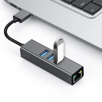 Tipas-c 3.0 HUB + hub 3-port Gigabit ethernet USB disko-nemokamai tinklo plokštė usb3.0hub Ethernet LAN tinklo adapteris stebulės 1000mbps