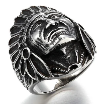 Titano žiedas retro Indėnų vyriausiasis žiedas punk ne-mainstream vyrų ir moterų žiedas