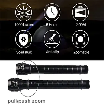 TMWT Aliuminio 5W LED Zoomable Baton Žibintuvėlis Šviesos 18650 arba 3 D Dydžio Baterija Policijos Apsaugos Žibintuvėlis Žibintų šaltai balta šviesa