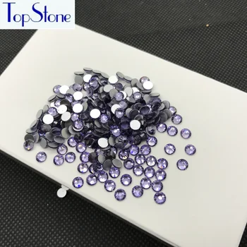 Topstone Ne karštųjų Pataisų Cirkonio ss3-ss34 Violetinė Tanzanite Spalvos, Apvalūs Stiklo Kristalų Flatbacks Nail Art 3D Akmenys Klijais