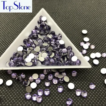 Topstone Ne karštųjų Pataisų Cirkonio ss3-ss34 Violetinė Tanzanite Spalvos, Apvalūs Stiklo Kristalų Flatbacks Nail Art 3D Akmenys Klijais
