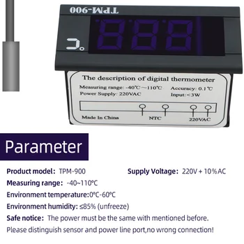 TPM-900 Skaitmeninis Temperatūros Reguliatorius AC 220V LED Panel Meter su Jutiklis Termostatas Valdiklis su NTC Thermister 30% nuolaida