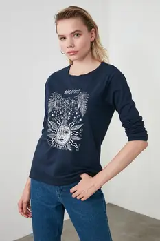 Trendyol Spausdinami Pagrindinio ilgomis Rankovėmis Megzti Marškinėliai TWOAW21TS0010
