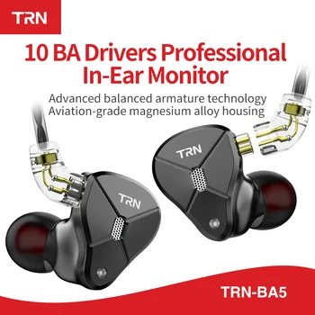 TRN BA5 10BA Vairuotojo Vieneto Ausies Ausinės 10 Subalansuotas Amarture HIFI DJ Stebėti Ausinės Ausinių Su 2PIN Kabelis TRN V80 V90 T200