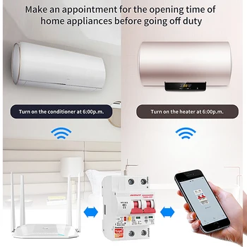 Tuya app 2P WiFi Smart Switch trumpojo jungimo, perkrovos apsauga, Alexa, google namo Smart Home