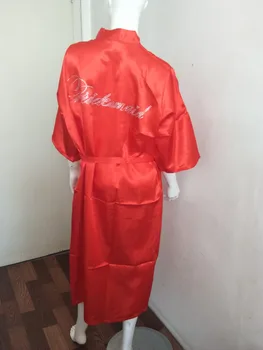 Tuščia Ilgai Skyriuje Logotipą Dirbtiniais Šilko Kimono Skraiste Moterų Vestuvių Nuotaka Bridesmaid, Chalatai Bachelorette Vestuvių Preparewea
