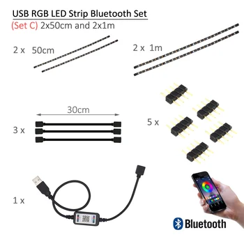 TV Backlight, USB RGB LED Juostelės Bluetooth 5V Tira LED Juostos SMD 5050 Lanksčią Juostelę TV Kompiuteris Šališkumo Apšvietimas
