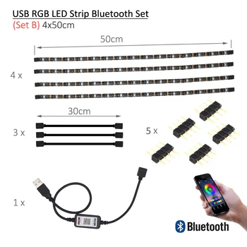 TV Backlight, USB RGB LED Juostelės Bluetooth 5V Tira LED Juostos SMD 5050 Lanksčią Juostelę TV Kompiuteris Šališkumo Apšvietimas