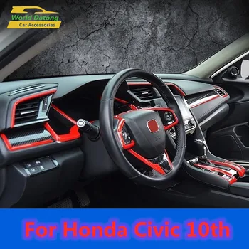 Typer Stiliaus Priedai Honda Civic 10 2017~2018 Raudona & Mėlyna ABS Decroation Interjero Formavimo Dangčio Apdaila
