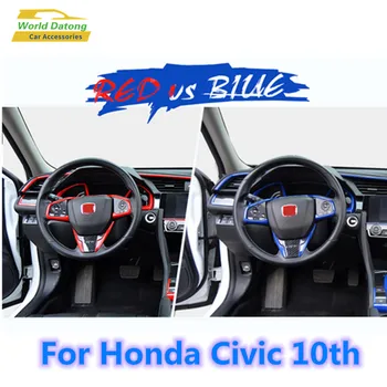 Typer Stiliaus Priedai Honda Civic 10 2017~2018 Raudona & Mėlyna ABS Decroation Interjero Formavimo Dangčio Apdaila