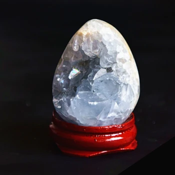 Unikalus Gamtos Celestine Akmens Kristalų Geode Kiaušinio Formos akmenų ir kristalų Sankaupos namų puošybai