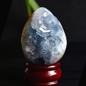 Unikalus Gamtos Celestine Akmens Kristalų Geode Kiaušinio Formos akmenų ir kristalų Sankaupos namų puošybai