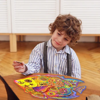 Unikalus Medinės Dėlionės Dėlionės Paslaptinga Žuvis Puzzle Dovana Suaugusiems, Vaikams, Švietimo Dėlionė Pasakų Dovanų Interaktyvi Žaidimai Žaislas