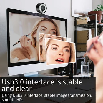 USB 3.0 Kamera 5MP 2K HD Office Rūpestinga Kompiuteris su Built-in Mic Žiedas Šviesos Web Kamera Tiekimą Kompiuterį TV