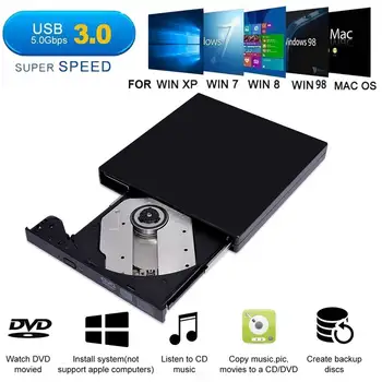 USB 3.0 Plonas Išorinis DVD RW / CD Rašytojas Ratai Degiklis Reader Žaidėjas Optiniai Diskai Nešiojamas PC dvd įrašymo įrenginys dvd portatil