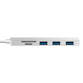 USB C Hub, 5 IN 1 Aliumininiai C Tipo Adapteris su 3 USB 3.0 Prievadus ir SD/SDHC/microSD/TF Kortelių Skaitytuvą, skirtą 