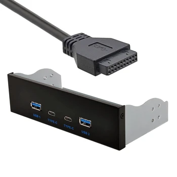 USB C Hub Diskelių Priekinis Skydelis 2 Port USB 3.0 + 2 Port USB 3.1 C Tipo 20 Pin Jungtis 5.25