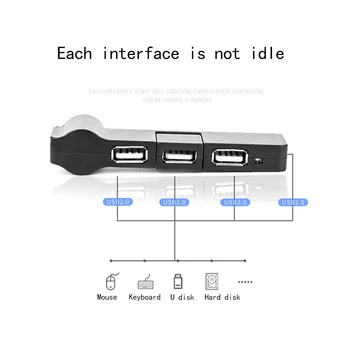 USB Hub 3 jungtys USB 2.0 Splitter Pasukimo PC Nešiojamas Nešiojamojo kompiuterio Klaviatūra, Pelė, Standusis Diskas MacBook Gamer