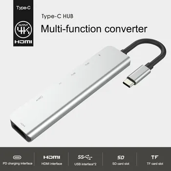 USB KONCENTRATORIŲ, c Tipo HDMI 4K USB 3.0 Thunderbolt3 Doko Adapteris PD Apmokėjimo Kortelė 8 in 1 