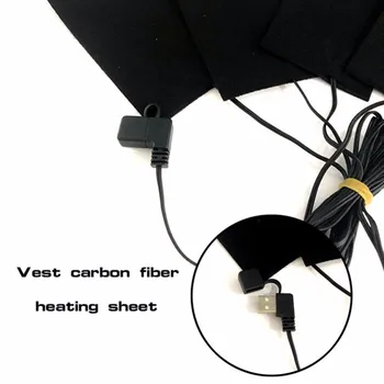 USB Įkrauti Šiltas Pasta Pagalvėlės Drabužius, Anglies Pluošto Šildymo kilimėlis Saugus Nešiojamieji Elektriniai Šildymo Šilčiau Pad 3 Pavara, Reguliuojamas