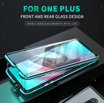 Už OnePlus 6 Telefoną Atveju OnePlus 7 Pro Magnetic Atveju Stiklas, Magnetas Adsorbcijos Atveju, Priekinio ir Galinio Stiklo Dangtis OnePlus 6T