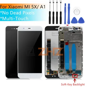 Už Xiaomi Mi A1 LCD Ekranas MIA1 Mi5X Mi 5X Jutiklinis Ekranas skaitmeninis keitiklis komplektuojami su Rėmo ekrano Pakeitimas, remontas, Dalys