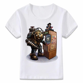 Vaikai Marškinėliai Bioshock Big Daddy ir seselė, Vaikų marškinėliai Berniukams ir Mergaitėms Bamblys Tee oal111