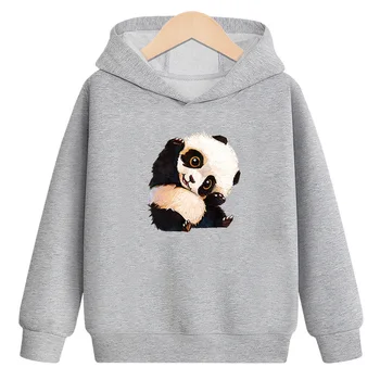 Vaikai Mielas Panda Spausdinimo Hoodie Moterims Ilgomis Rankovėmis Palaidinukė Pavasario Žiemos Viršūnes Kailis Unisex Laisvas Megztinis Drabužiai Vaikams
