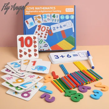 Vaikus Matematikos Žaislai Medienos Aritmetinis Žaislas Skaitmeninis Porą Korteles su Skaičiavimo Lazdelės Darželio Ikimokyklinio Žaislai Vaikams Mergaitėms Berniukas