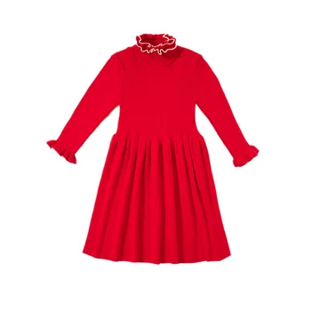 Vaikų Mergaičių Suknelės Žiemą, Rudenį 2020 M. Vaikų Suknelė Kūdikių Teenag Mergina Drabužių Mezgimas Mergina Suknelės Mielas Raudonos, Žalios Drabužių Rudenį