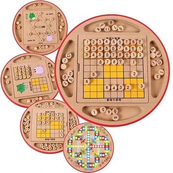 Vaikų Sudoku, Šachmatai Numeris Penki Viename 28 * 28.5 * 4.5 cm 100vnt Smart Išgalvotas Švietimo Mediniai Žaislai Laimingas Žaidimas Dovanos
