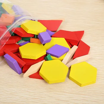 Vaikų švietimo žaislai 125 vienetų blokai kūdikių tangram geometrinis žvalgybos valdyba vaikų medinės dėlionės