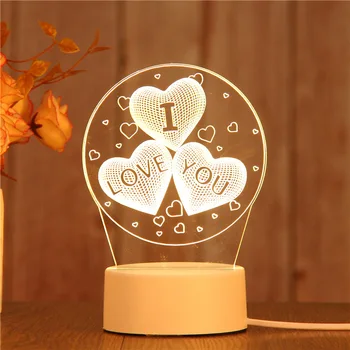 Valentino Dieną Naktį, Šviesos, Meilės, Kūrybinio Modelio 3D Akrilo LED Nakties Šviesos Namuose Dekoratyvinės Šviesos USB Įkrovimo Stalo Lempa
