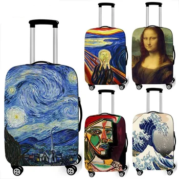 Van Gogh meno aliejaus tapybai / Janpan banga / Mona Lisa bagažo apsaugine danga elastinga lagaminą padengti anti-dulkių vežimėlio atveju padengti