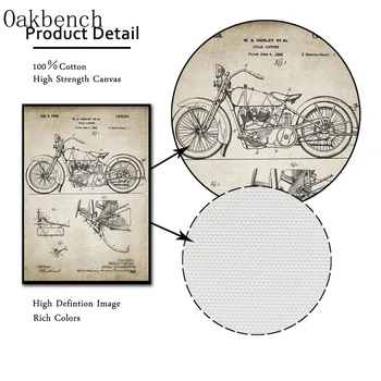 Variklio Patentą Sienos Meno senovinių Spaudinių Plakatas Motociklo Meno kūrinius, Drobė Meno Tapybos Sienos Nuotraukas Kambarį Namų Dekoro