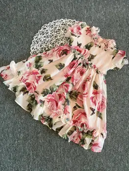 Vasaros Gėlių Mergaitė Tutu Rose 3D Silk Dress Vaikai Princesė Viskozė Suknelė Šalis, Vestuvių, Gimtadienio, Kūdikio Mergina Spausdinti Suknelė Vaikas