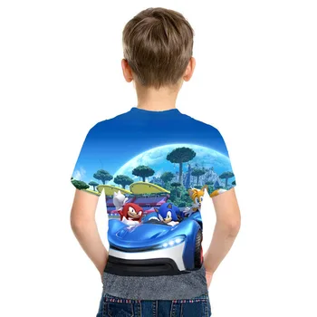 Vasaros Mados Sonic The Hedgehog Berniukų Drabužiai 3D Baby Juokingi marškinėliai Vaikams Laisvalaikio Anime Tees Kūdikiams, Vaikams, Viršuje Mergaičių Drabužiai
