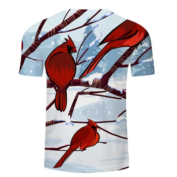 Vasaros naują stiliaus vyriški ir moteriški laisvalaikio marškinėliai, pelėda raudonas paukštis modelio spausdinimo marškinėliai vyriški