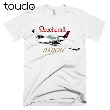 Vasaros trumpomis Rankovėmis, Medvilnės Marškinėliai Beechcraft Baron (Black/Gold) Lėktuvas T-shirt - Individualizuotas N# Tee Marškinėliai