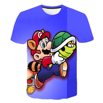 Vasarą Vaikutis Naujas Harajuku stiliaus Klasikiniai Žaidimai, Super Mario marškinėliai Berniukui, Mergina Mario Bros 3D spausdinimo marškinėliai Vaikams Hip Hop marškinėlius
