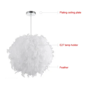 VASTFIRE E27 Šiuolaikinės Balta Plunksna Pakabukas Šviesos lempų gaubtų LED Pakabukas Rutulio Apvalios Lempos Atspalvis Miegamasis Gyvenimo Minkštas Saugus Dekoras