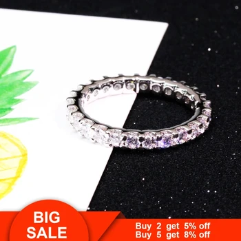 Vecalon Amžinybės žiedas Nekilnojamojo 925 Sterlingas Sidabro Visą AAAAA Cz Dalyvavimas vestuvių juostoje žiedai moterims, vyrams Pirštu Papuošalai