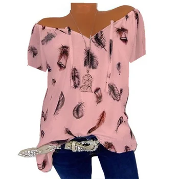 VICABO Moterų marškinėliai Atsitiktinis Palaidų Išspausdintas Ponios Viršų Atsitiktinis Vasaros Marškinėliai moteriški Marškinėliai Viršuje Drabužiai Moterims #w