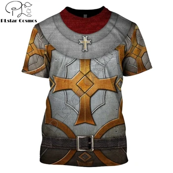 Viduramžių kario šarvai 3D Atspausdintas tamplieriai Vyrų/moterų marškinėliai hip-hop vasara Trumpas rankovės marškinėliai Atsitiktinis marškinėliai viršų stilius-2