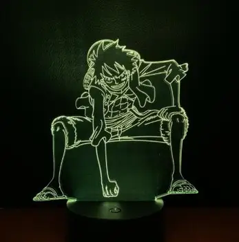 Vienas Gabalas 3D LED Nakties Šviesa 7 Spalva Keičiasi Lempos Luffy Zoro Chopper Kambarį Apdailos Veiksmų Skaičius, Žaislas, Skirtas Gimtadienio, Kalėdų Dovana