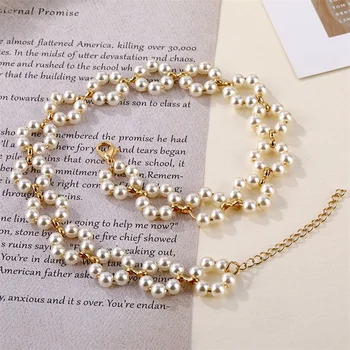 Vienkim 2020 Elegantiškas Gėlių Pearl Choker Karoliai Moterų Aukso Monetos Lankas Mazgas Pakabukas Karoliai Ilgos Grandinės Juvelyrikos Dovanų Šalis